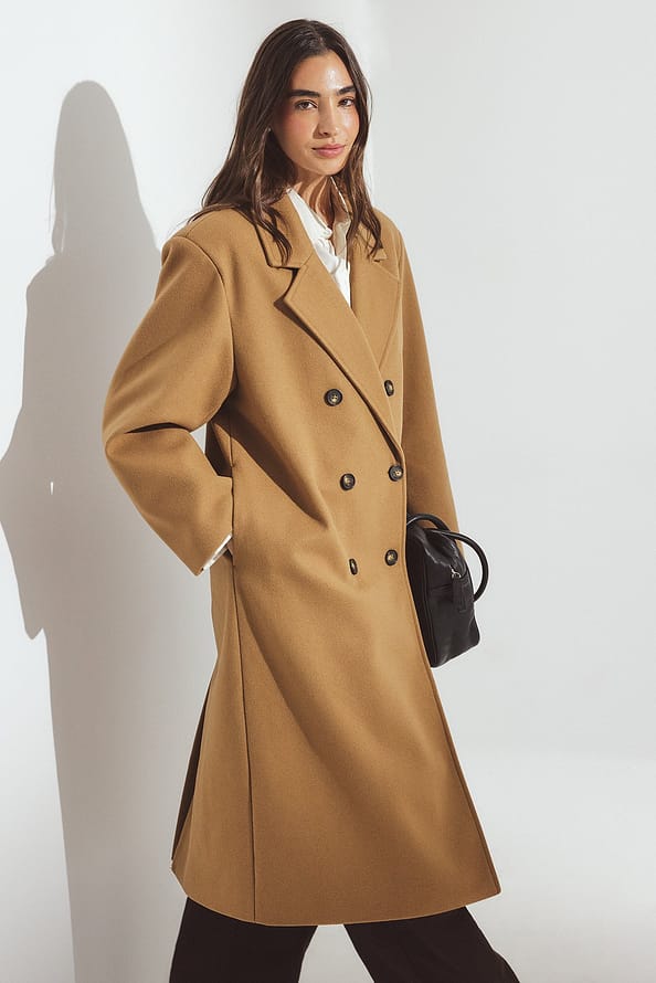 Modern Taupe Wool Coat