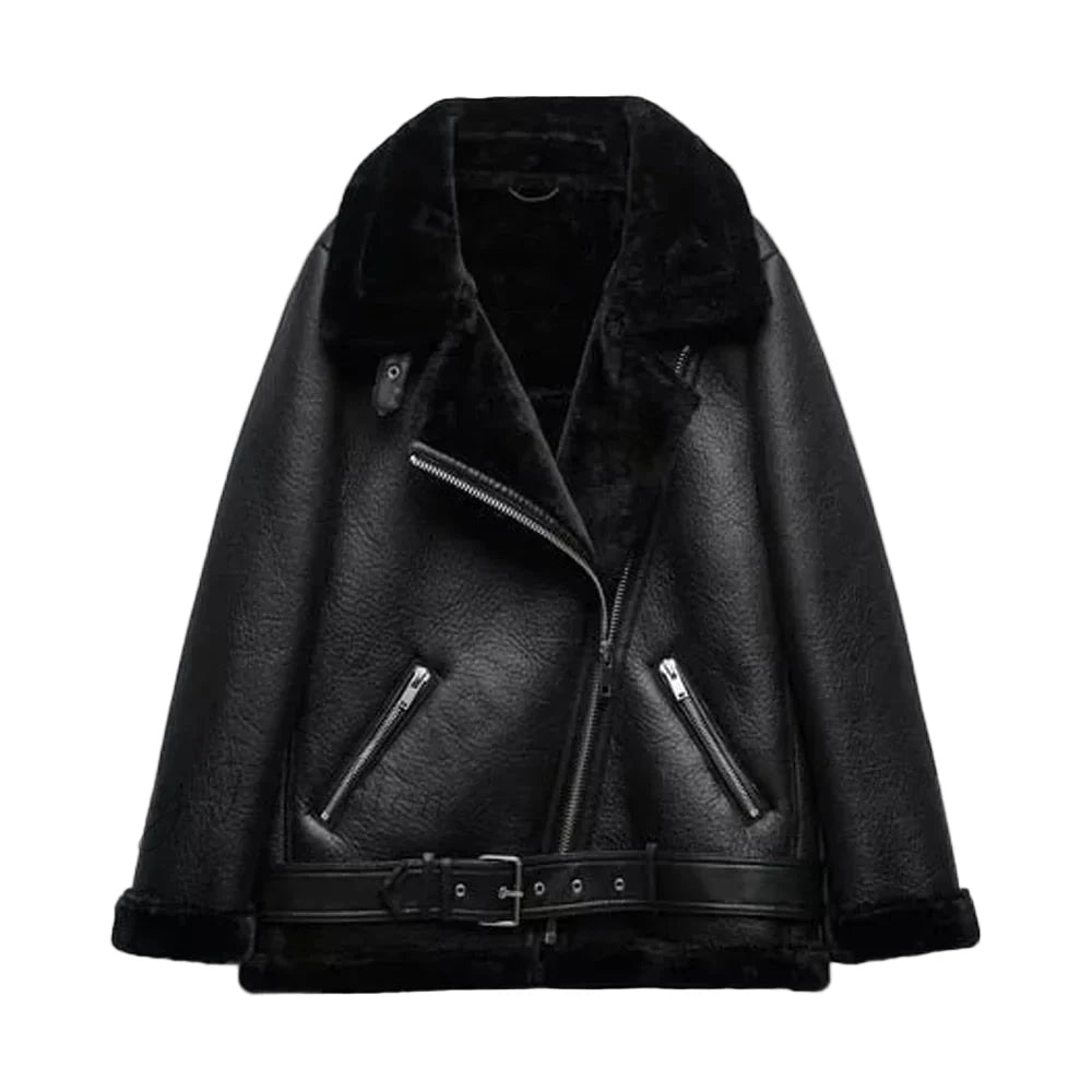 Fashion Dubbelzijdige Vegan Leather Jas