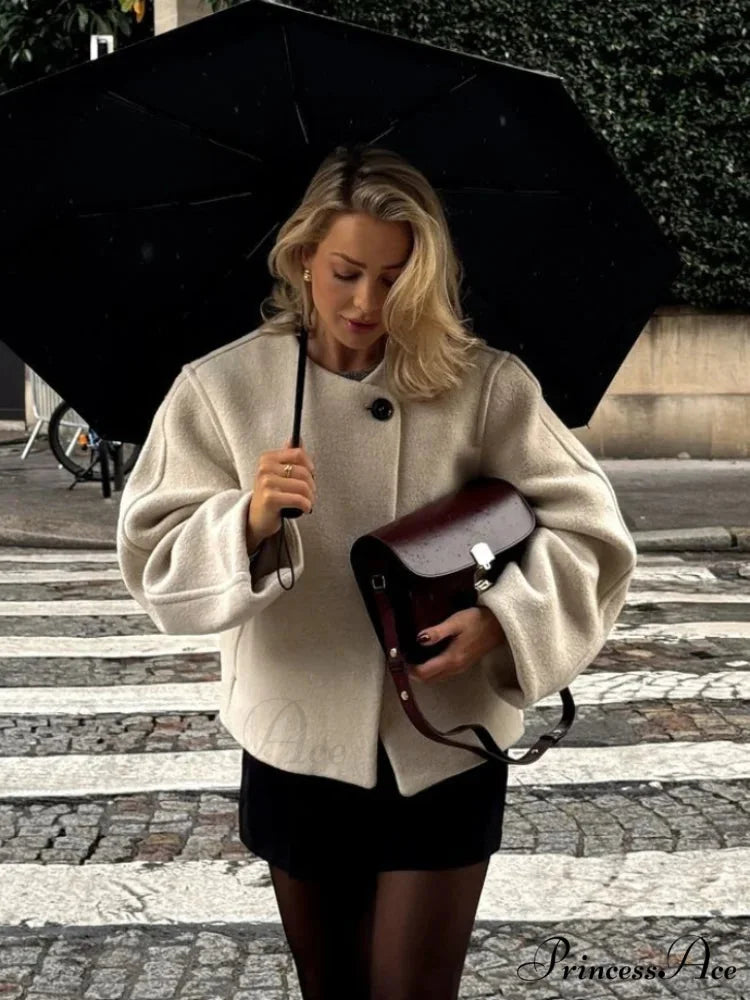 Wool Lapel Complete Sleeve Overcoat