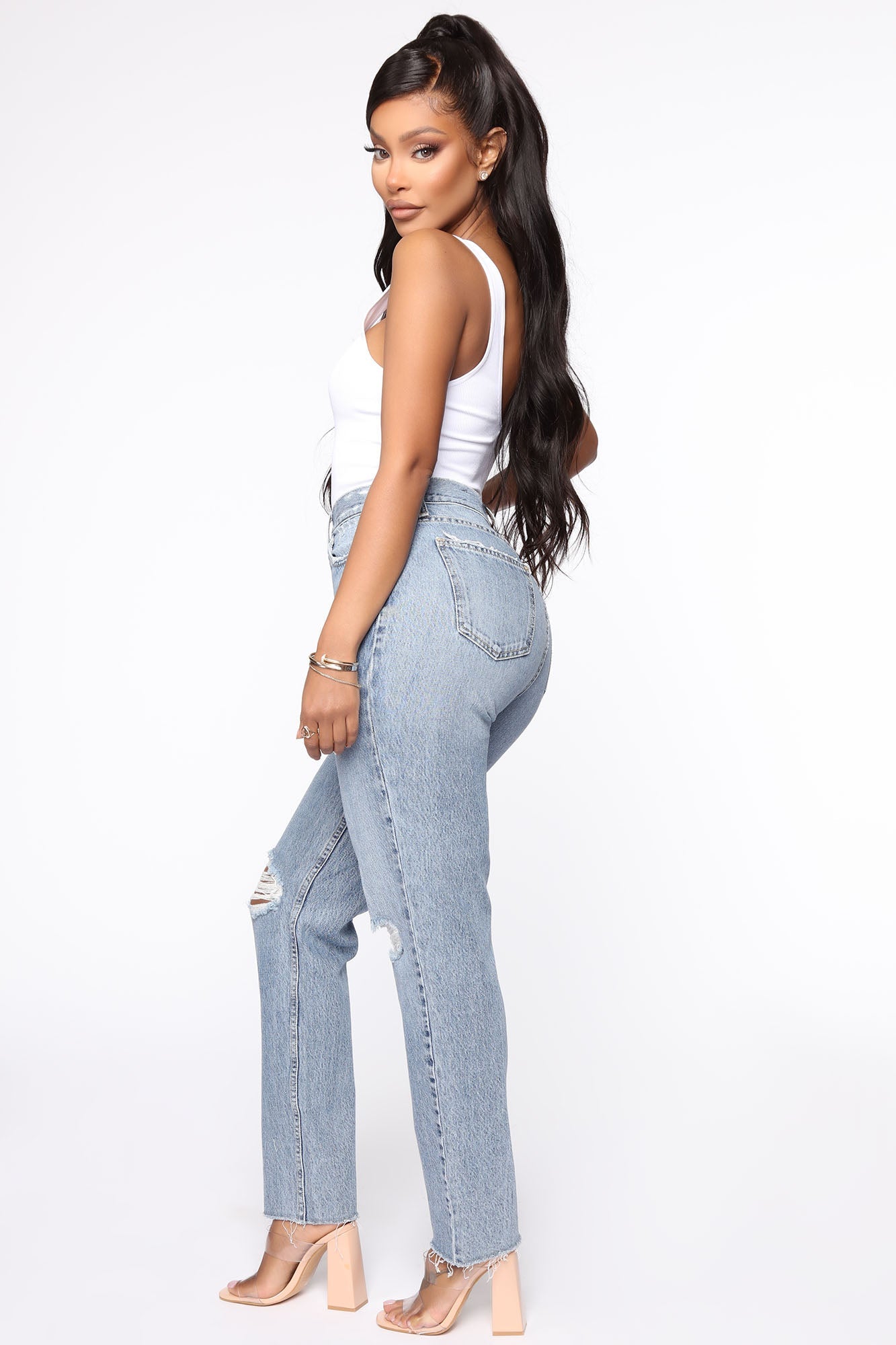 All Split Up High Rise Mom Jeans - Medium Wash