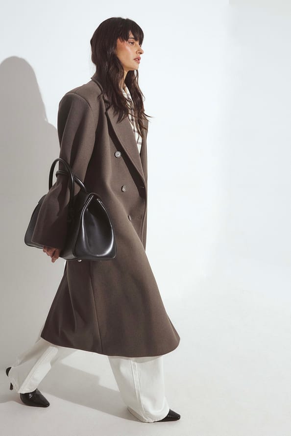 Modern Taupe Wool Coat