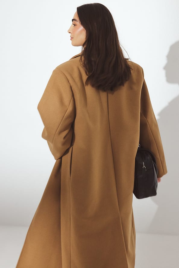 Modern Taupe Wool Coat