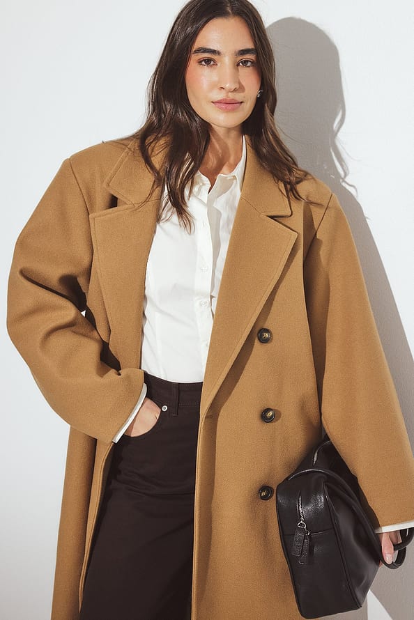 Modern Taupe Wool Coat