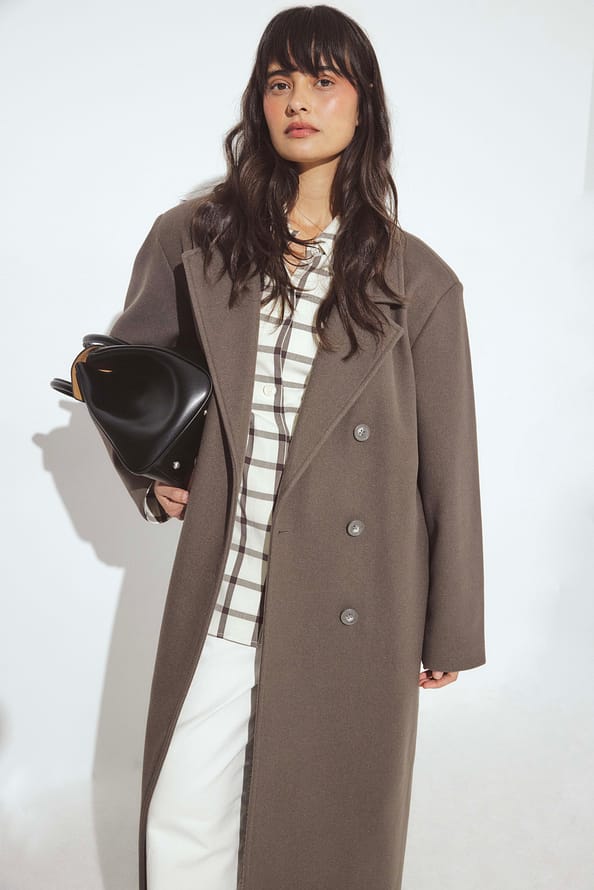 Modern Taupe Wool Coat