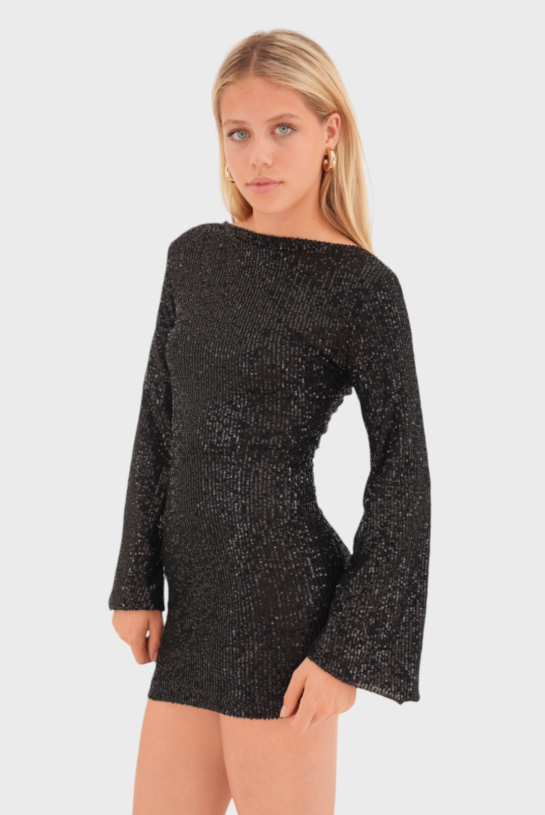 Shine Glitter Mini Dress - Black