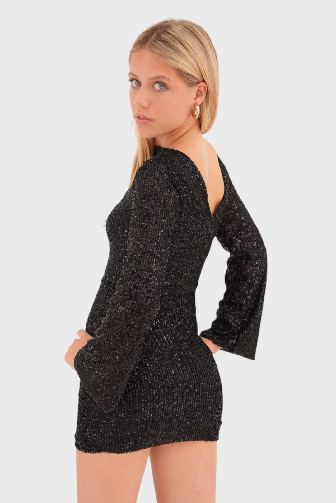 Shine Glitter Mini Dress - Black