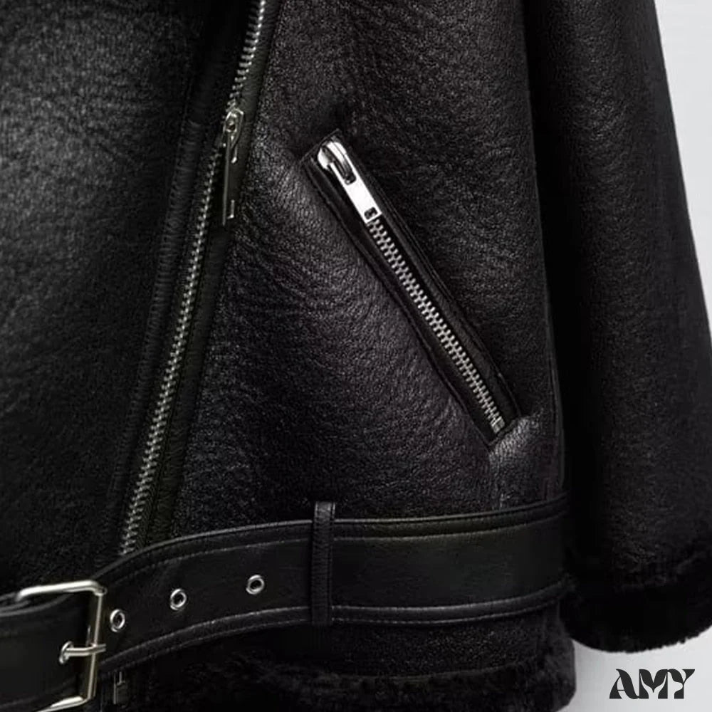 Fashion Dubbelzijdige Vegan Leather Jas