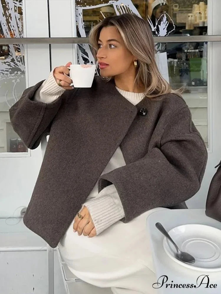 Wool Lapel Complete Sleeve Overcoat