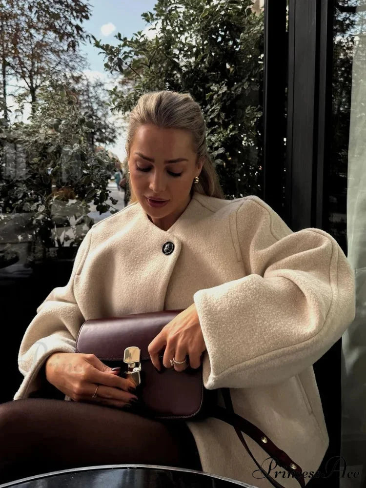 Wool Lapel Complete Sleeve Overcoat